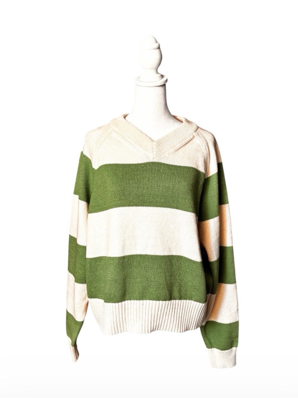 A new day Striped Sweater in Green & Cream Size XL NWT